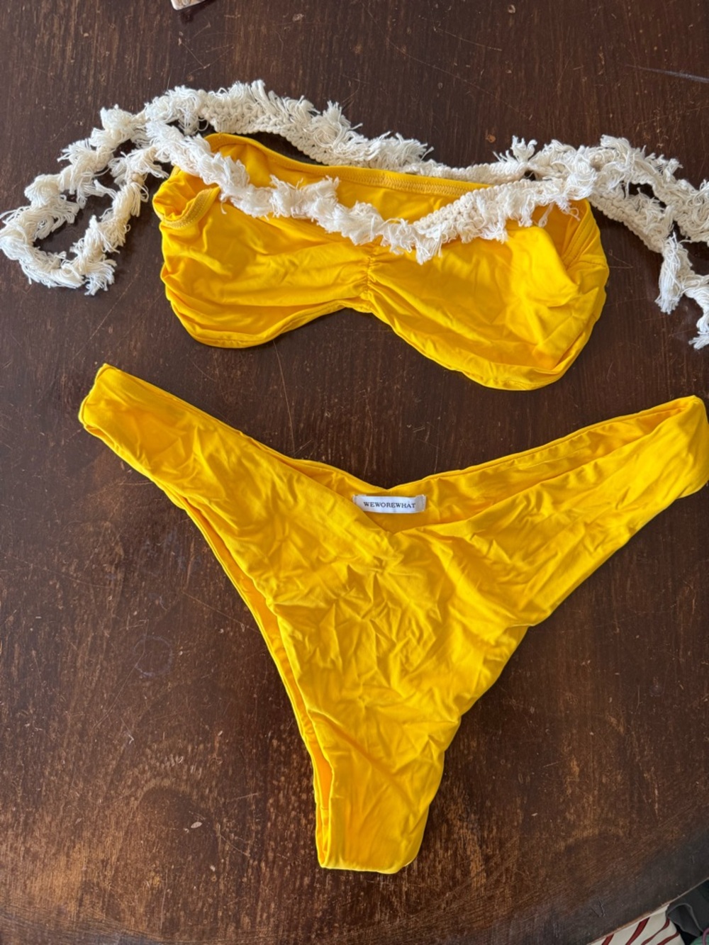 WeWoreWhat Bright Yellow Bandeau Bikini Set